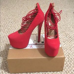 Red platform heels